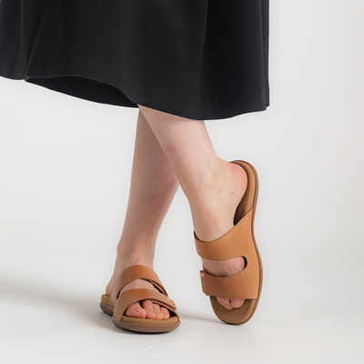 Tribe Tan Leather Slides