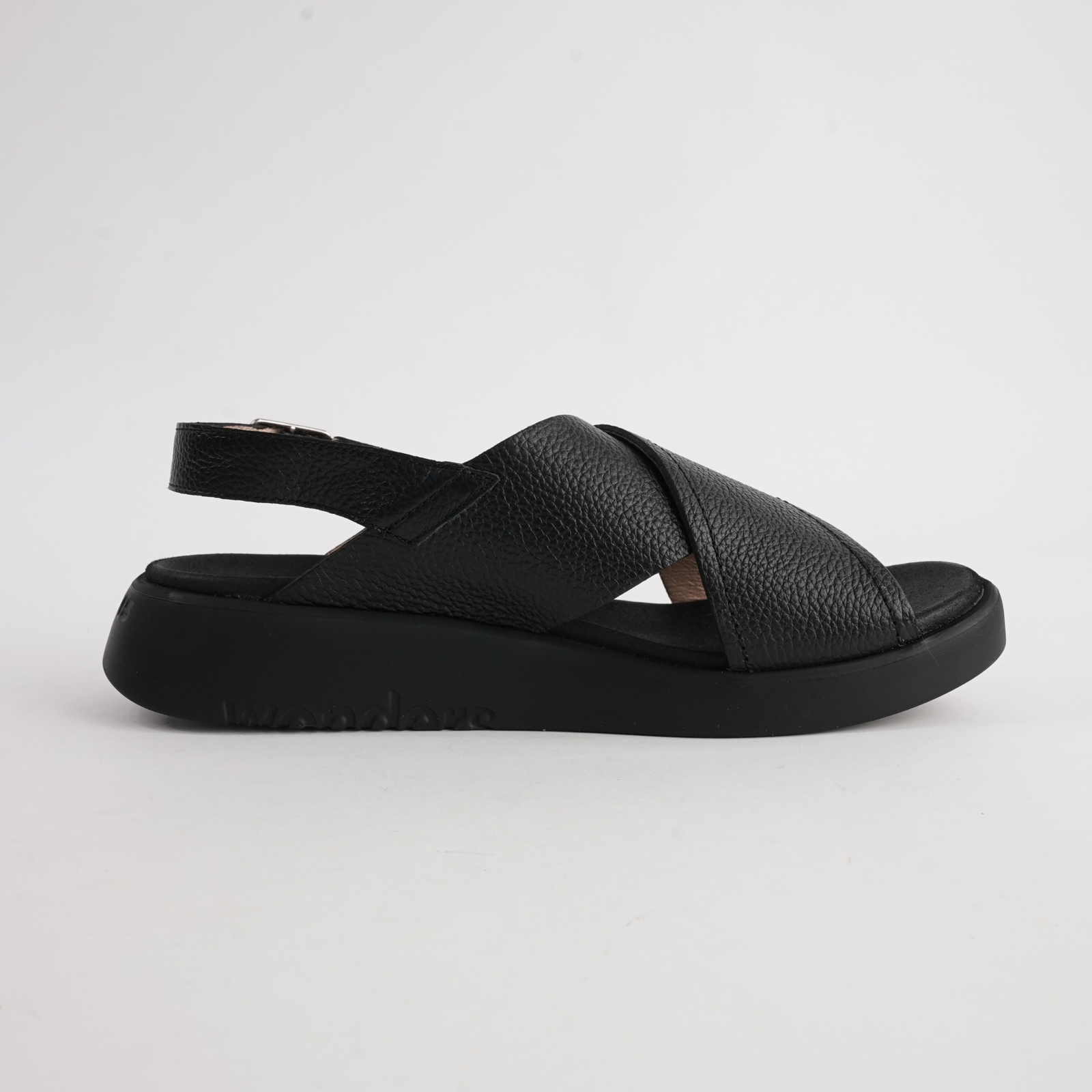 Colleen Black/ Black Sole Leather Sandals