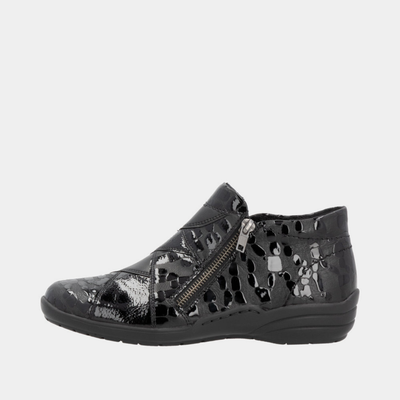R7674 Schwarz Patent Leather Boots