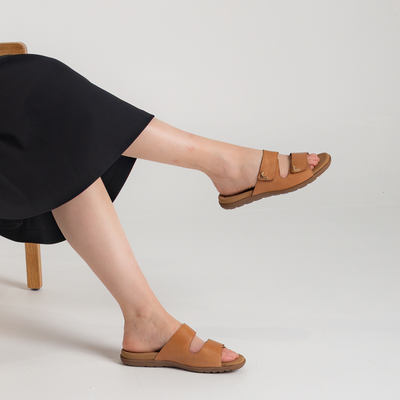 Tribe Tan Leather Slides