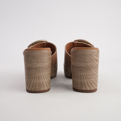 Rouba Taupe Leather Heels