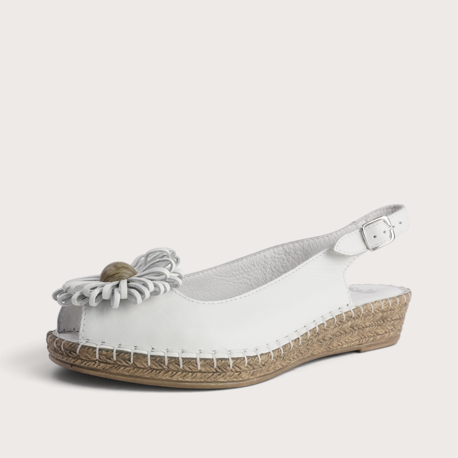 Erica White Leather Espadrille Wedges