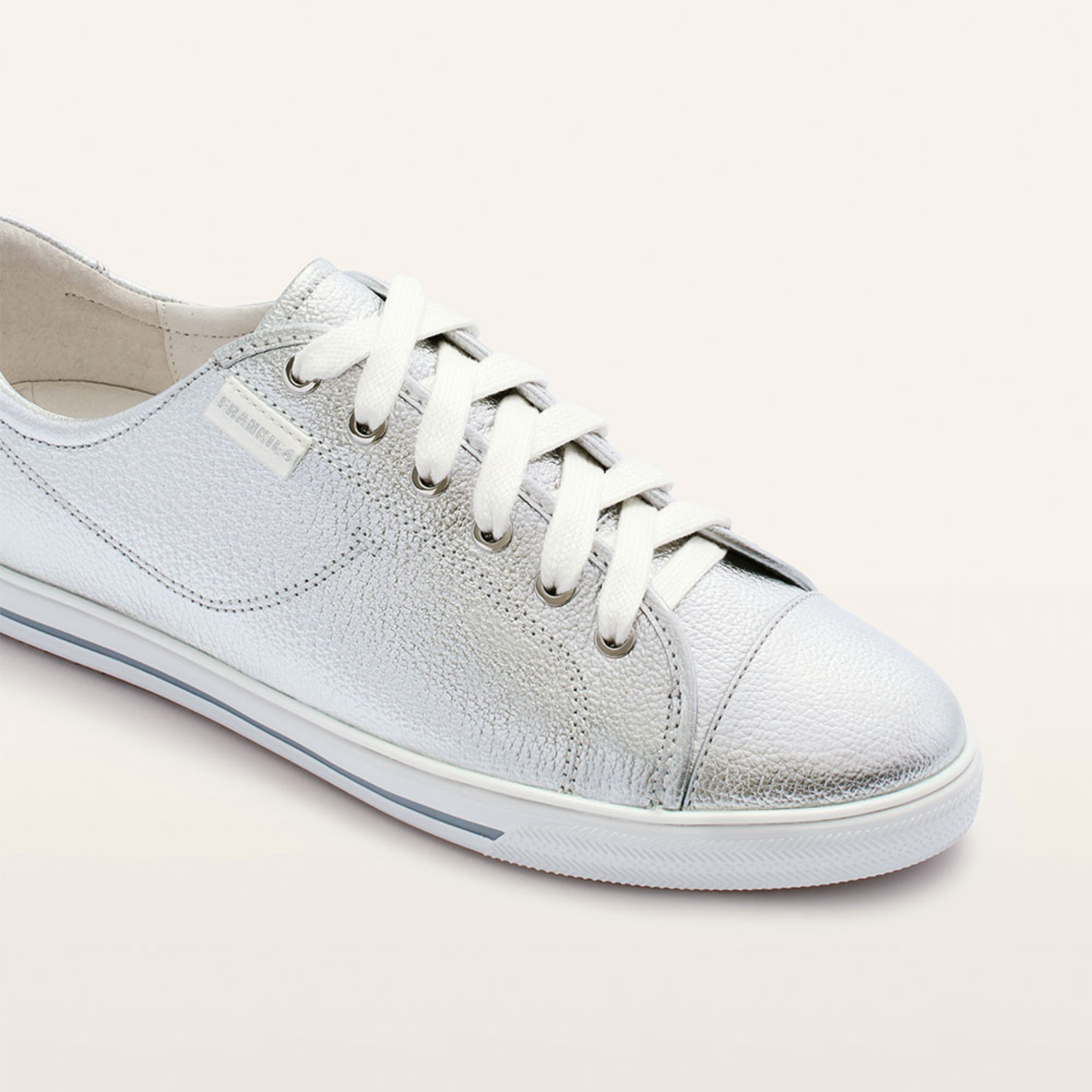Nat III Silver Tumbled Leather Sneakers