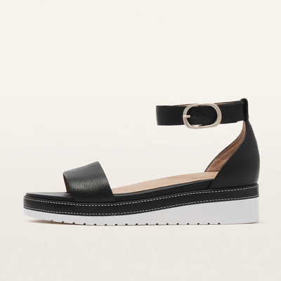 Skye Black Tumbled Leather Sandals