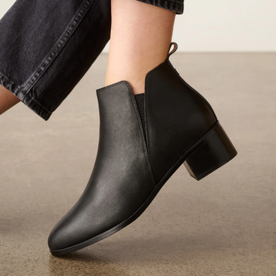Reggie Black Leather Ankle Boots