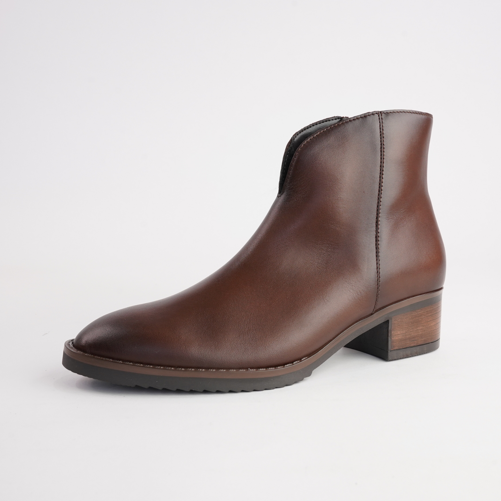 Jacky Chestnut Leather Ankle Boots