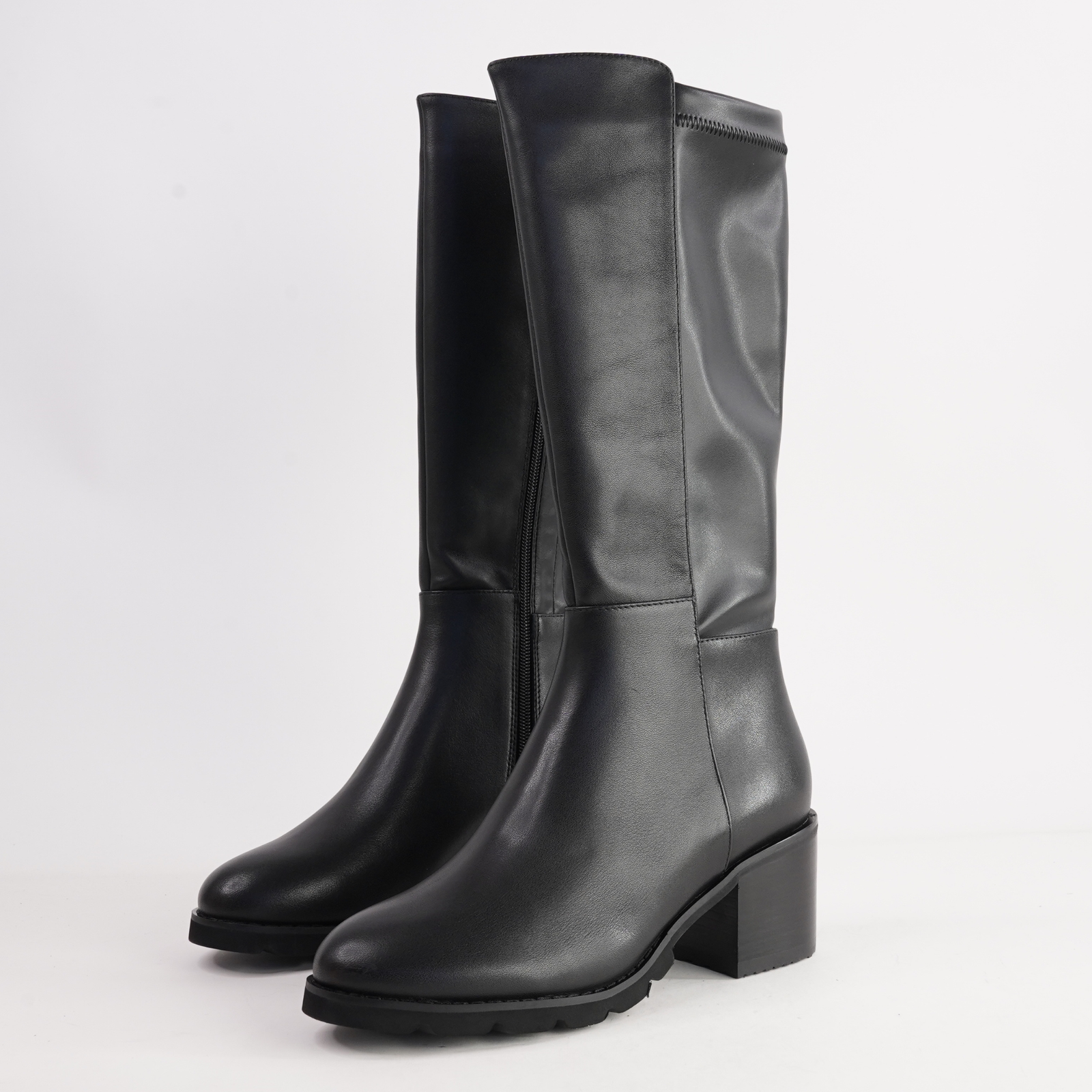Anderson Black Leather Knee High Boots