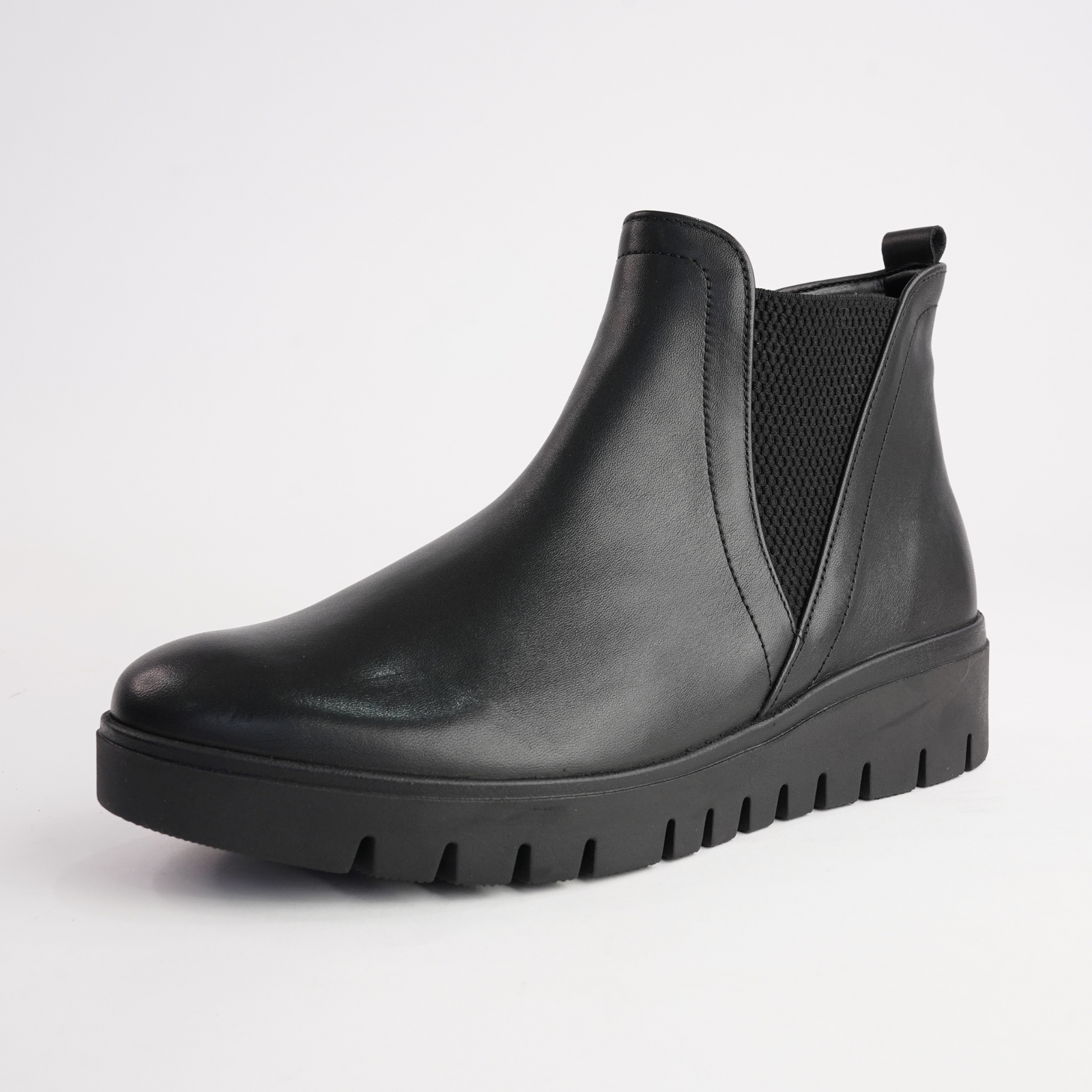 Gertie Black Leather Ankle Bootss