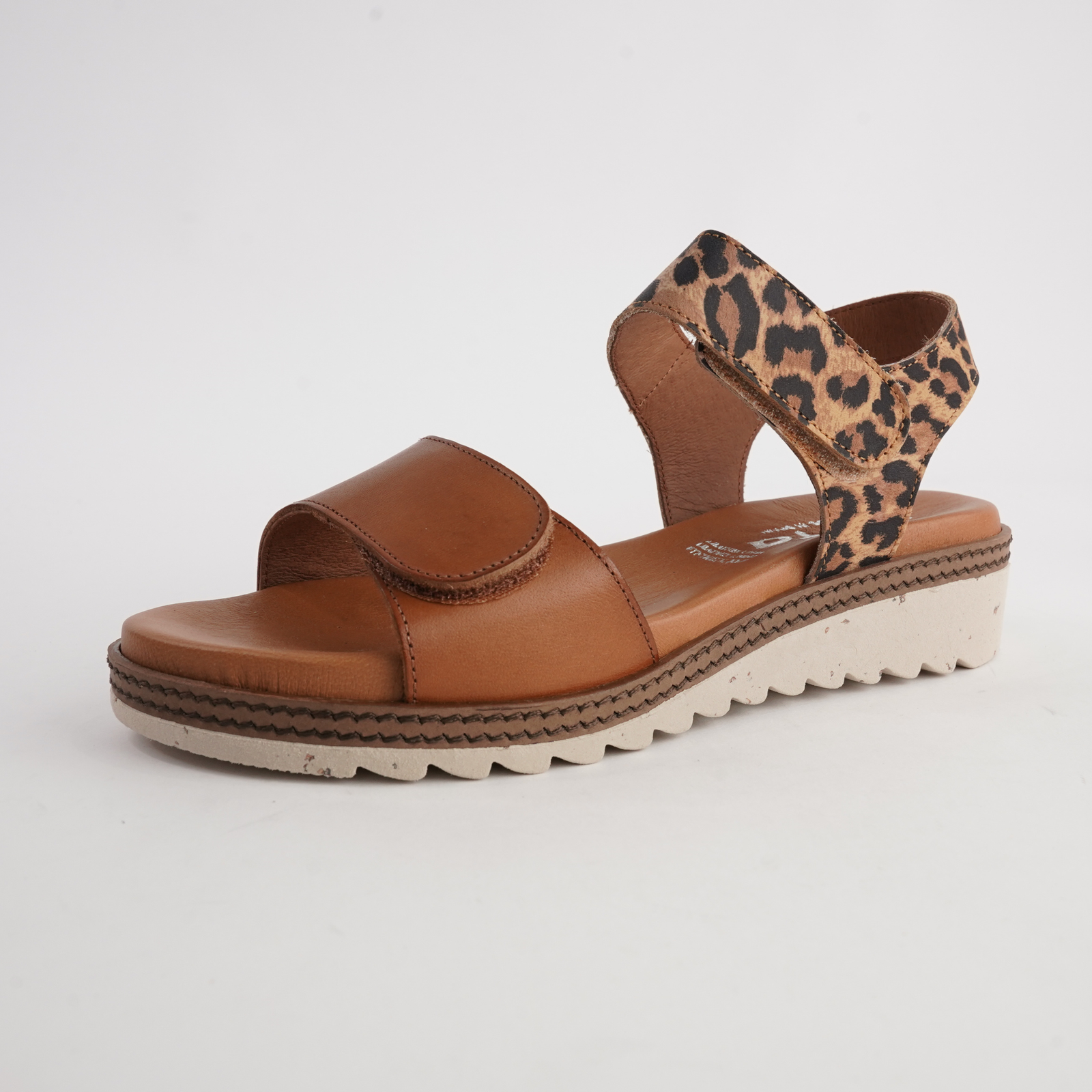 Lapel Cuero/ Leopard Leather Sandals