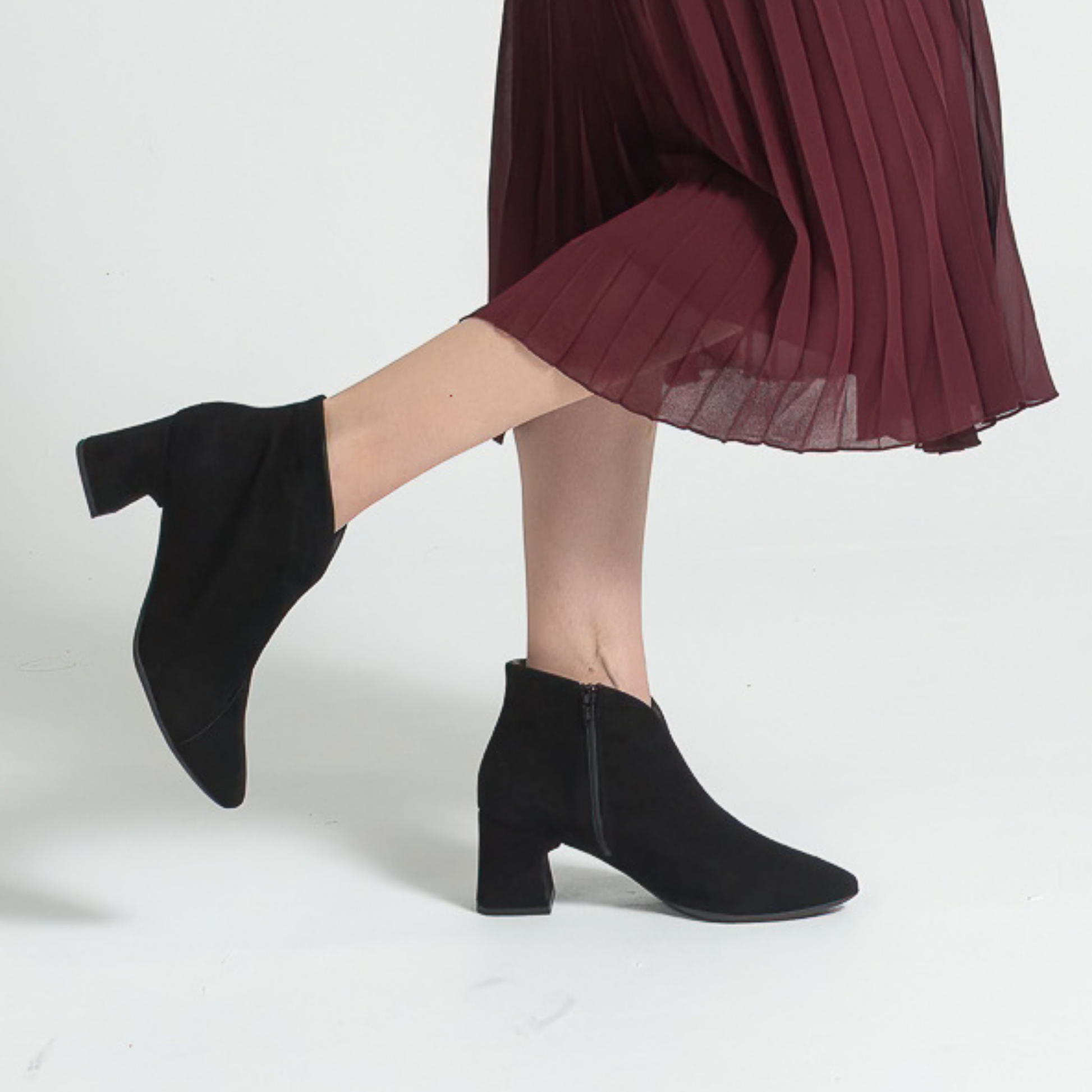 Isolde Black Suede Leather Ankle Boots
