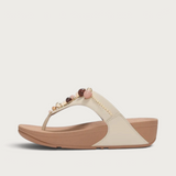Lulu Leather Beaded Toepost Paris Beige Sandals