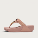 Lulu Leather Beaded Toepost Clay Blush Multi Sandals