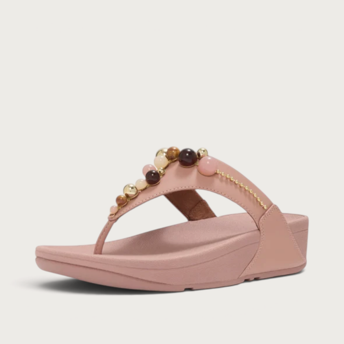 Lulu Leather Beaded Toepost Clay Blush Multi Sandals