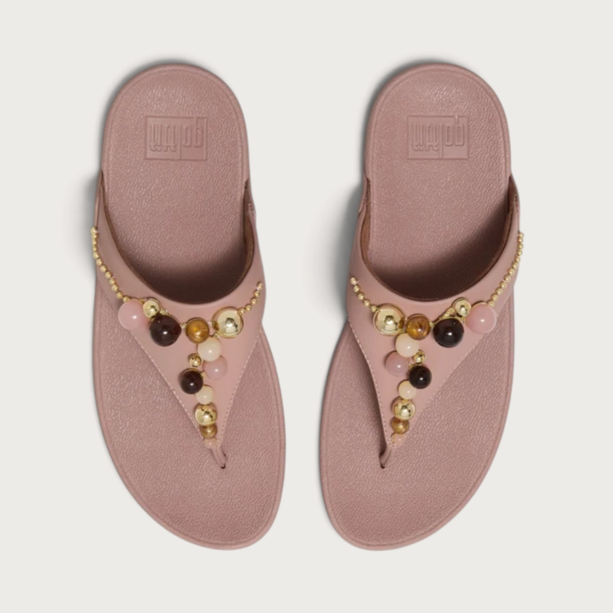 Lulu Leather Beaded Toepost Clay Blush Multi Sandals