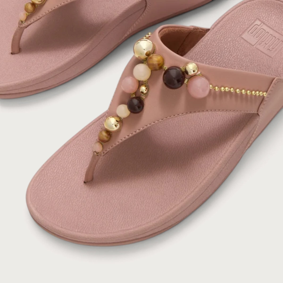 Lulu Leather Beaded Toepost Clay Blush Multi Sandals