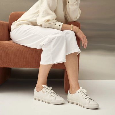 Nat III White Pebbled Leather Sneakers