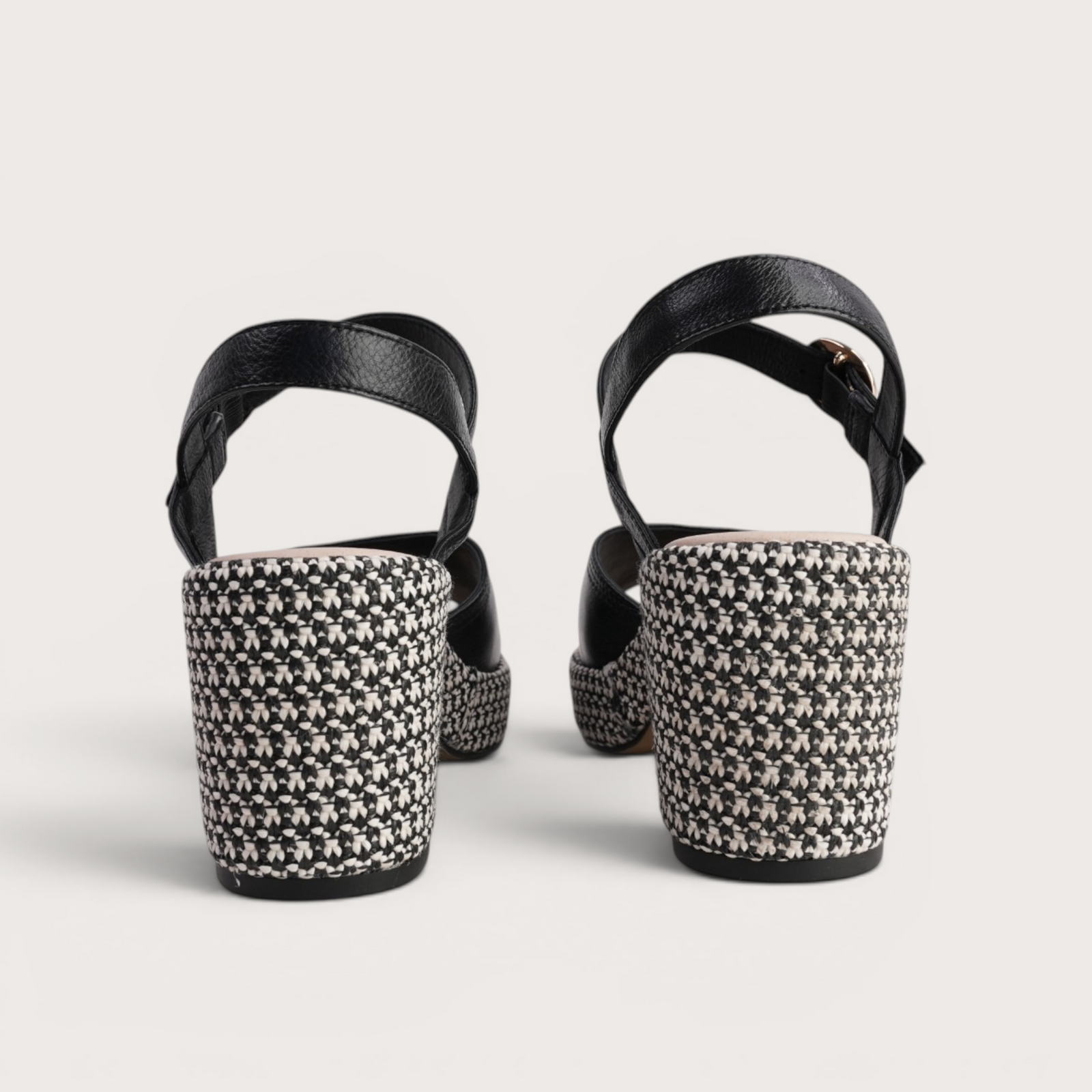 Busey Black/Black White Heels