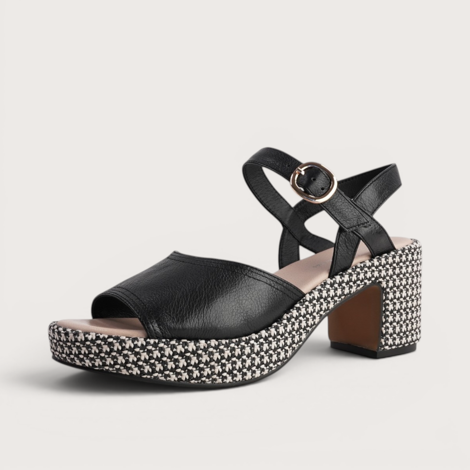 Busey Black/Black White Heels