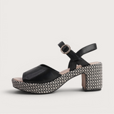Busey Black/Black White Heels