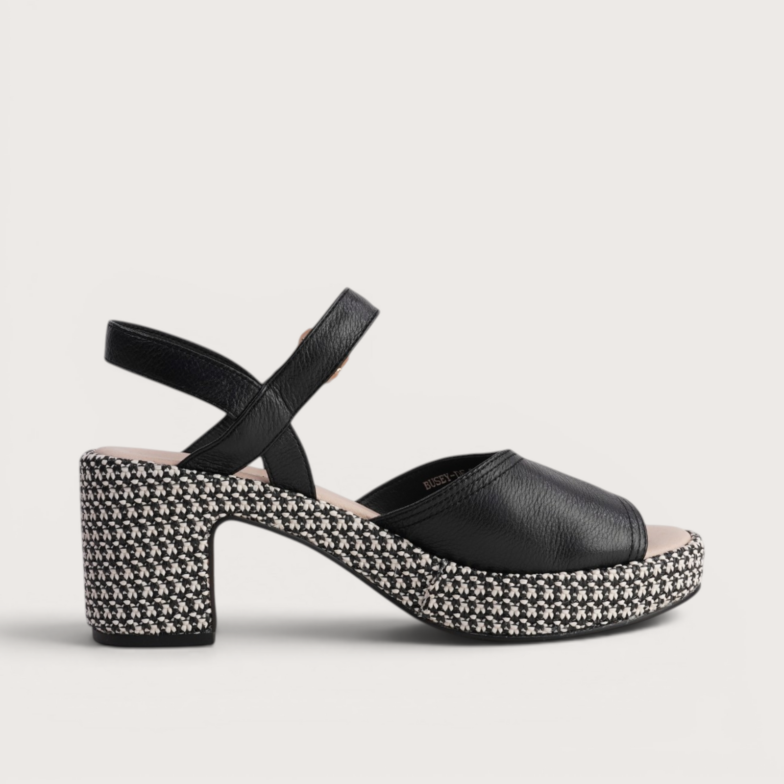 Busey Black/Black White Heels