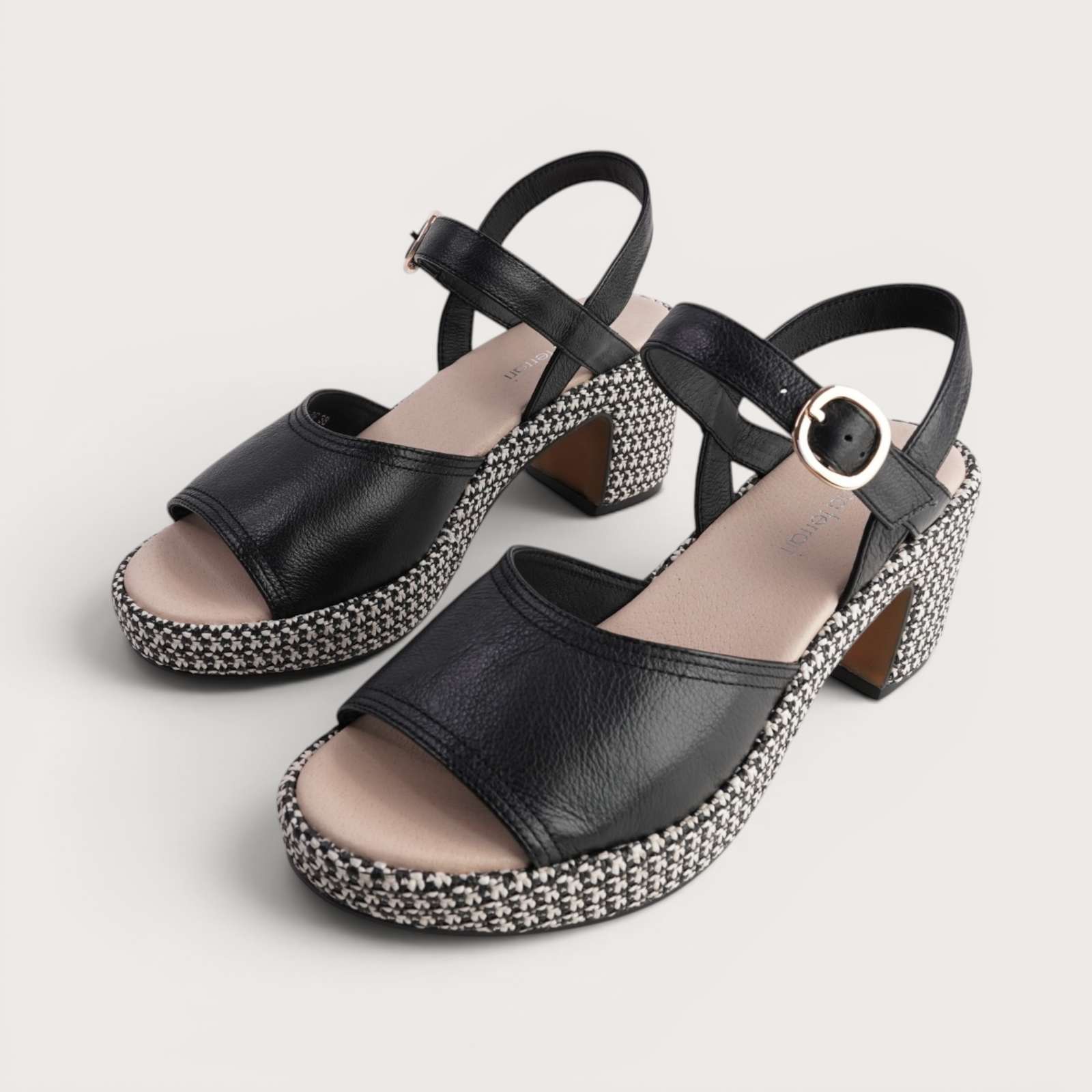 Busey Black/Black White Heels