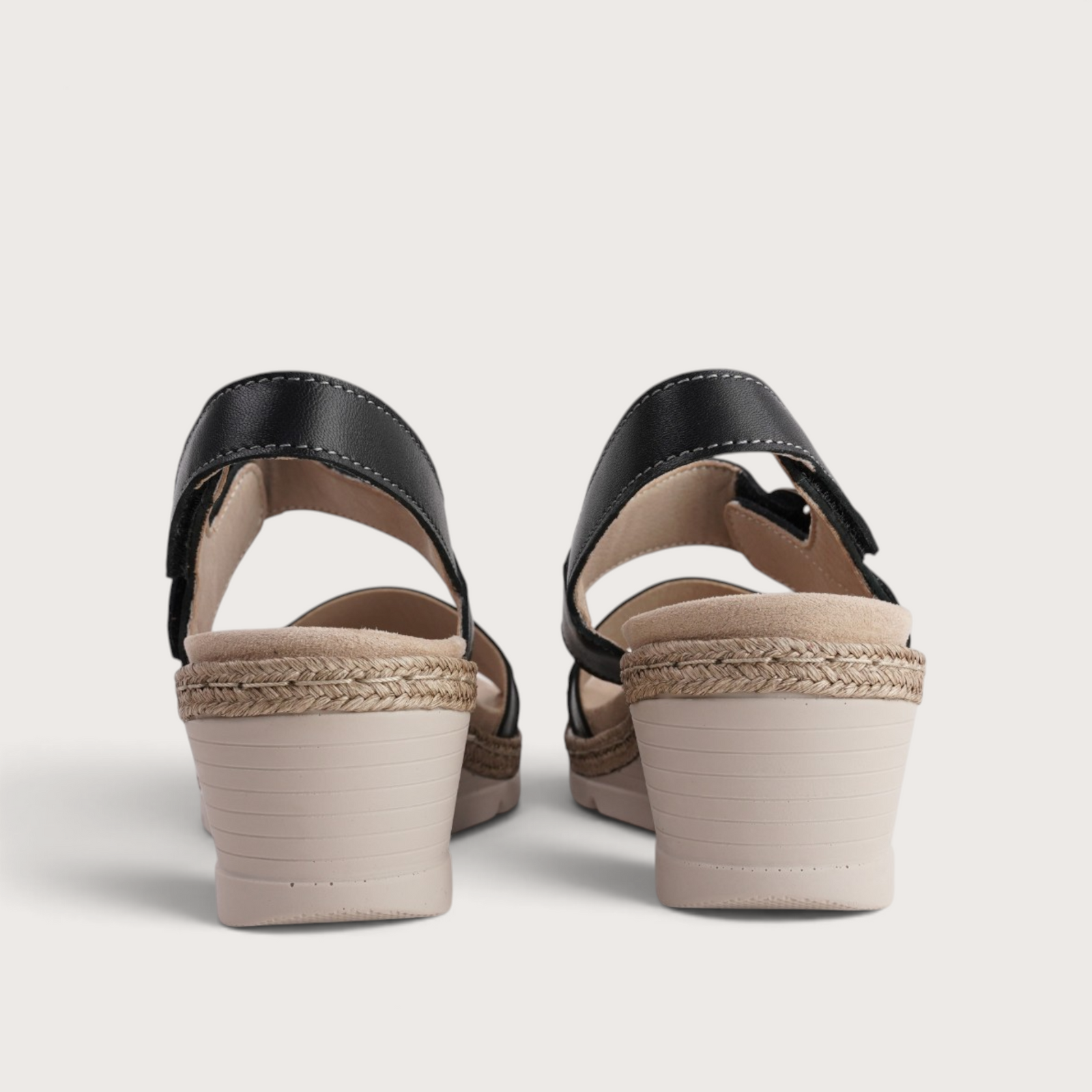 Venice Black Combo Wedge Sandals