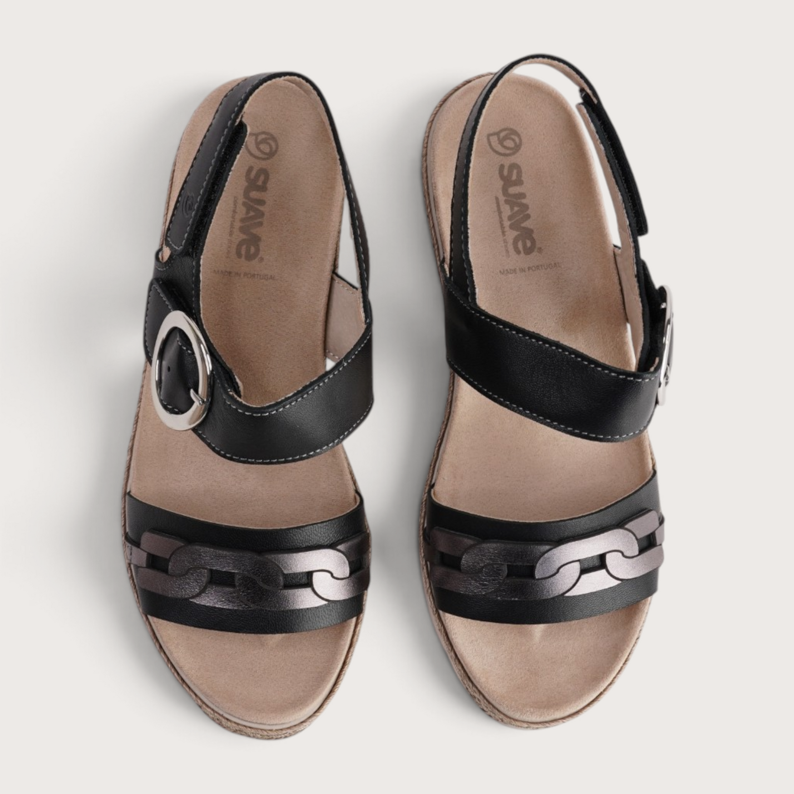 Venice Black Combo Wedge Sandals