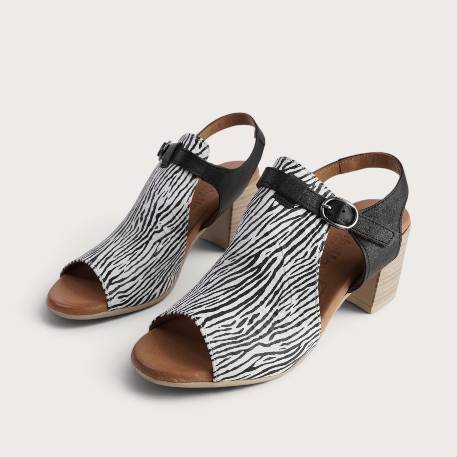 Poppy Zebra Leather Heels