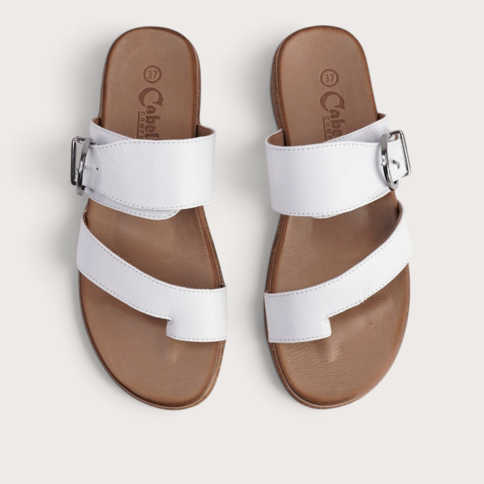 Archy White Leather Sandals