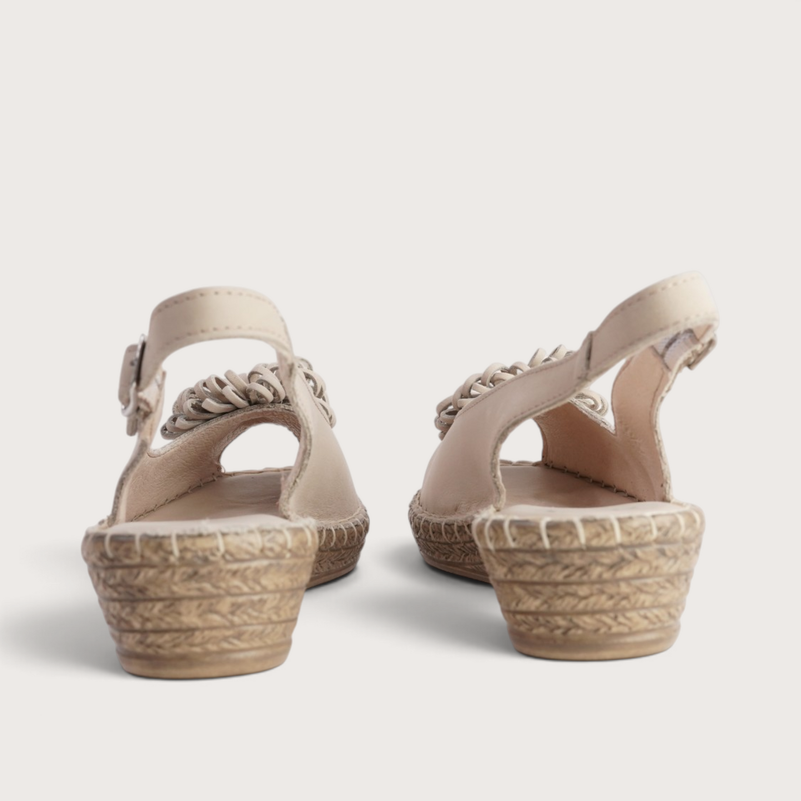Erica Cappuccino Leather Espadrille Wedges