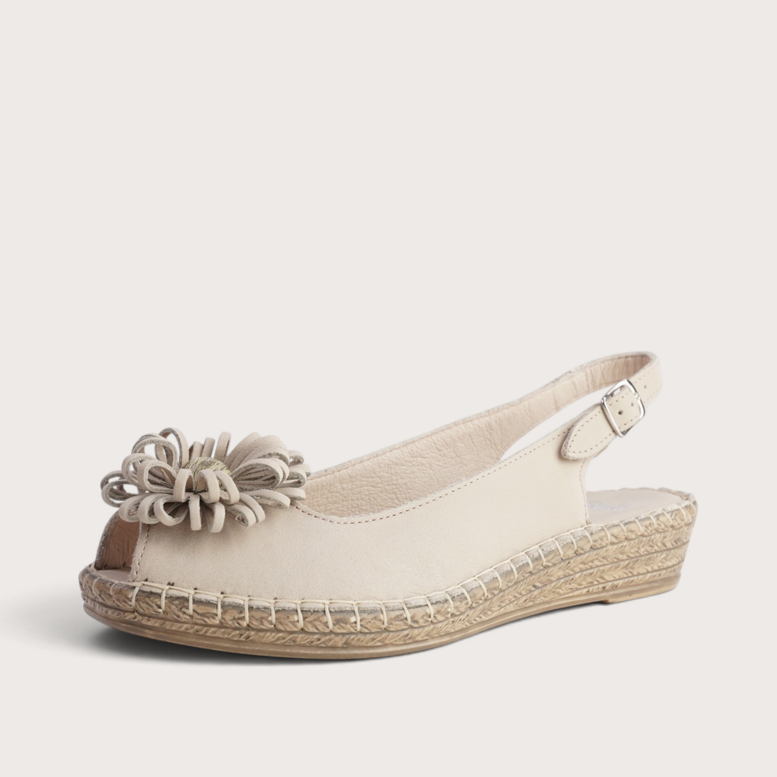 Erica Cappuccino Leather Espadrille Wedges