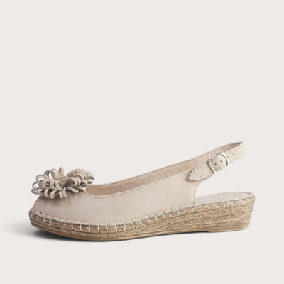 Erica Cappuccino Leather Espadrille Wedges