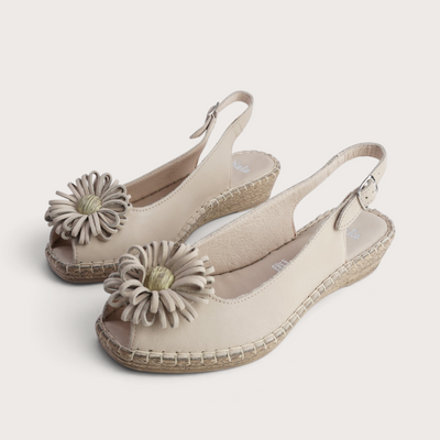 Erica Cappuccino Leather Espadrille Wedges