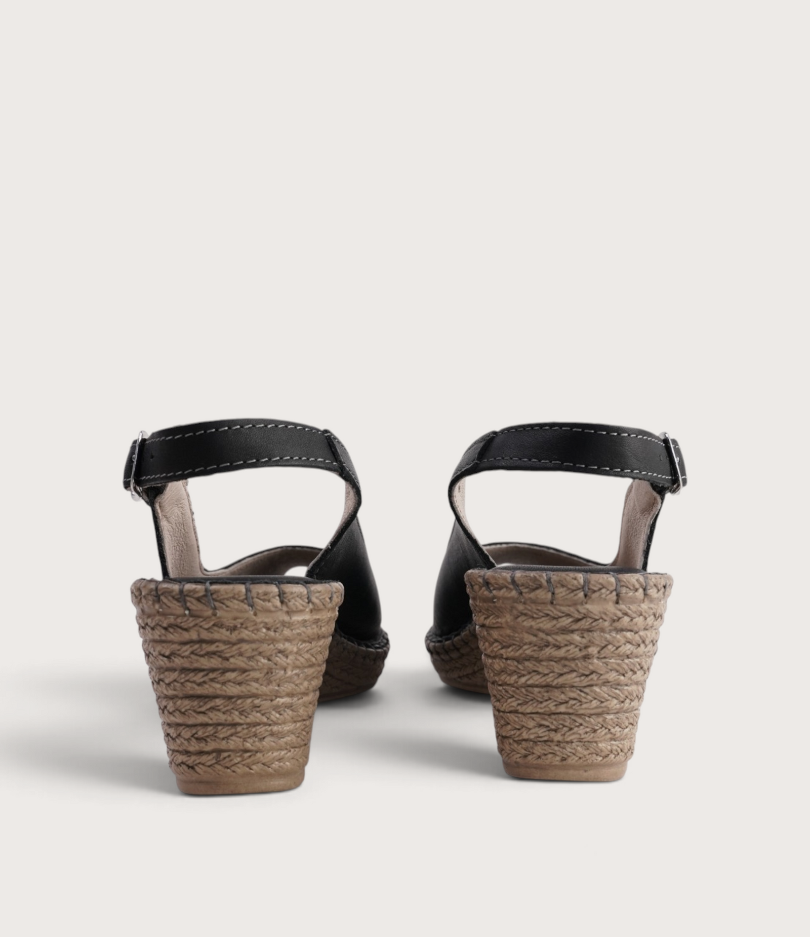 Verese Nero Leather Espadrille Wedges