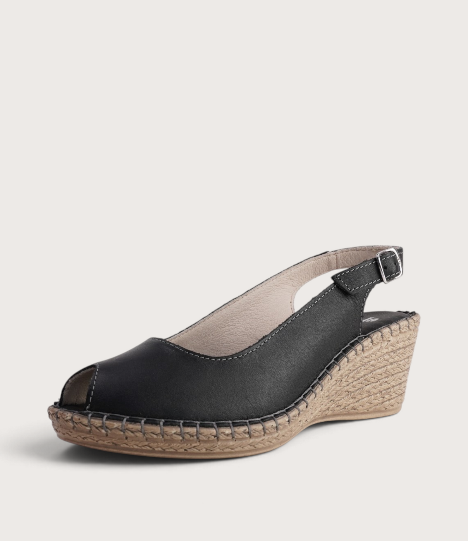 Verese Nero Leather Espadrille Wedges