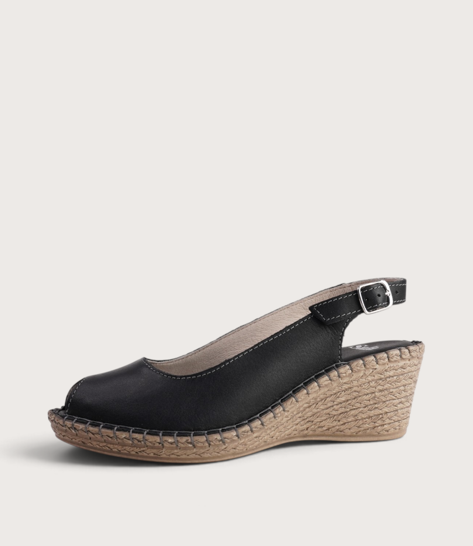 Verese Nero Leather Espadrille Wedges