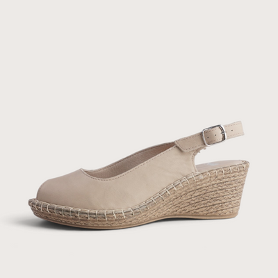Verese Cappuccino Leather Espadrille Wedges