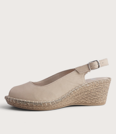 Verese Cappuccino Leather Espadrille Wedges