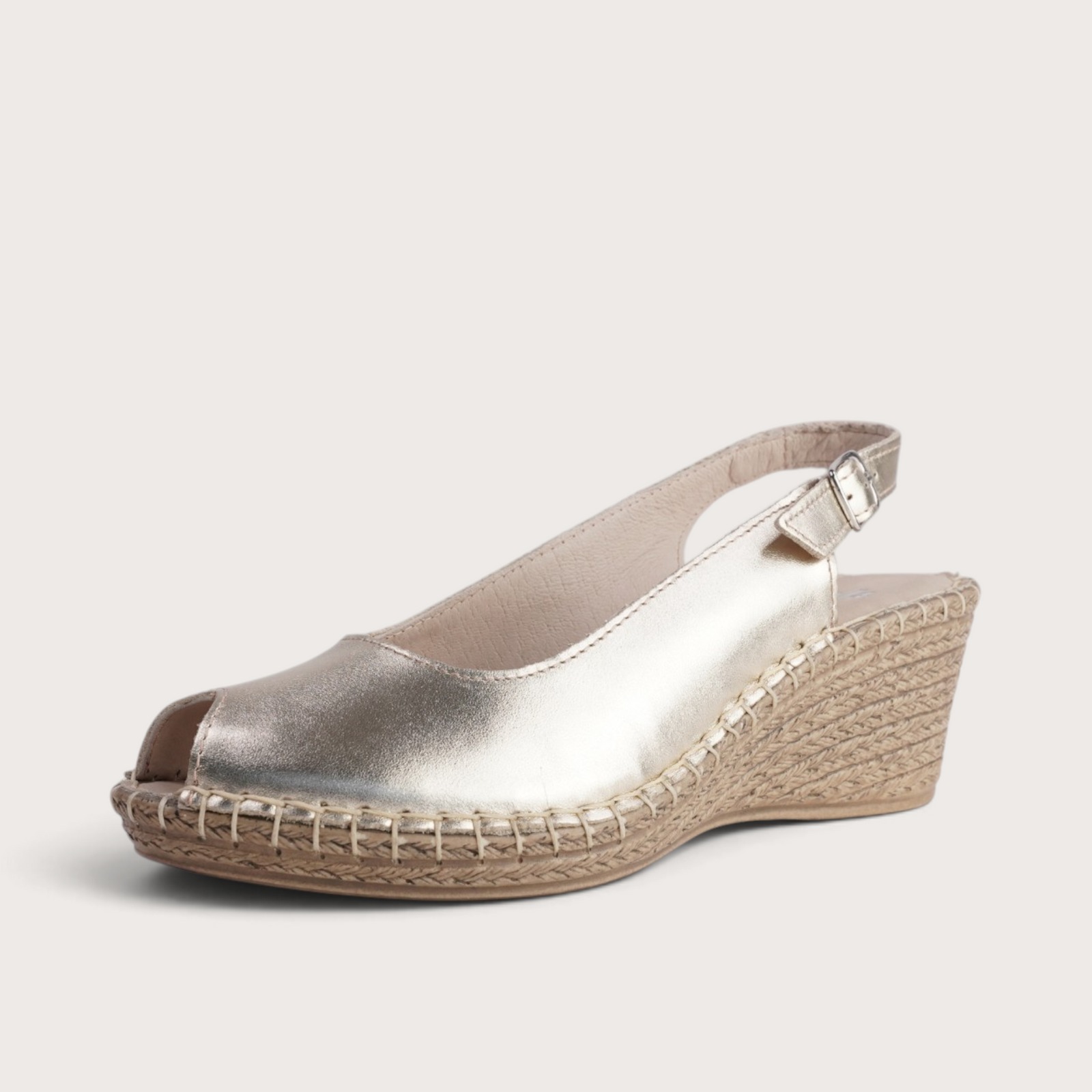 Verese Platino Leather Espadrille Wedges