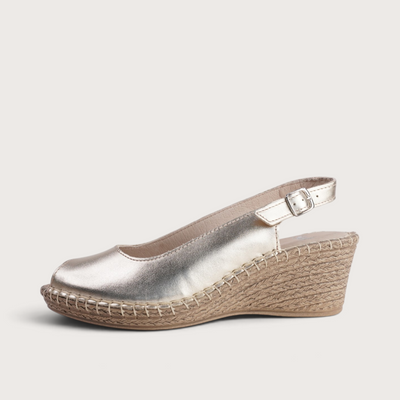 Verese Platino Leather Espadrille Wedges