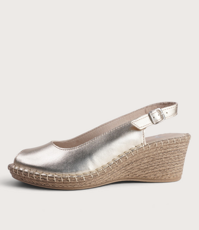 Verese Platino Leather Espadrille Wedges