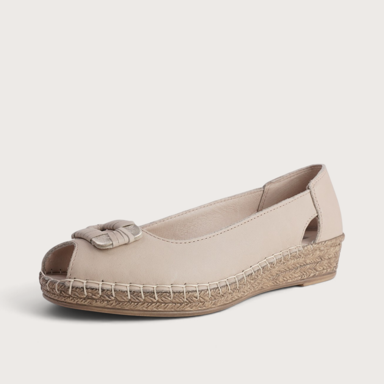 Erma Cappuccino Leather Espadrille Wedges
