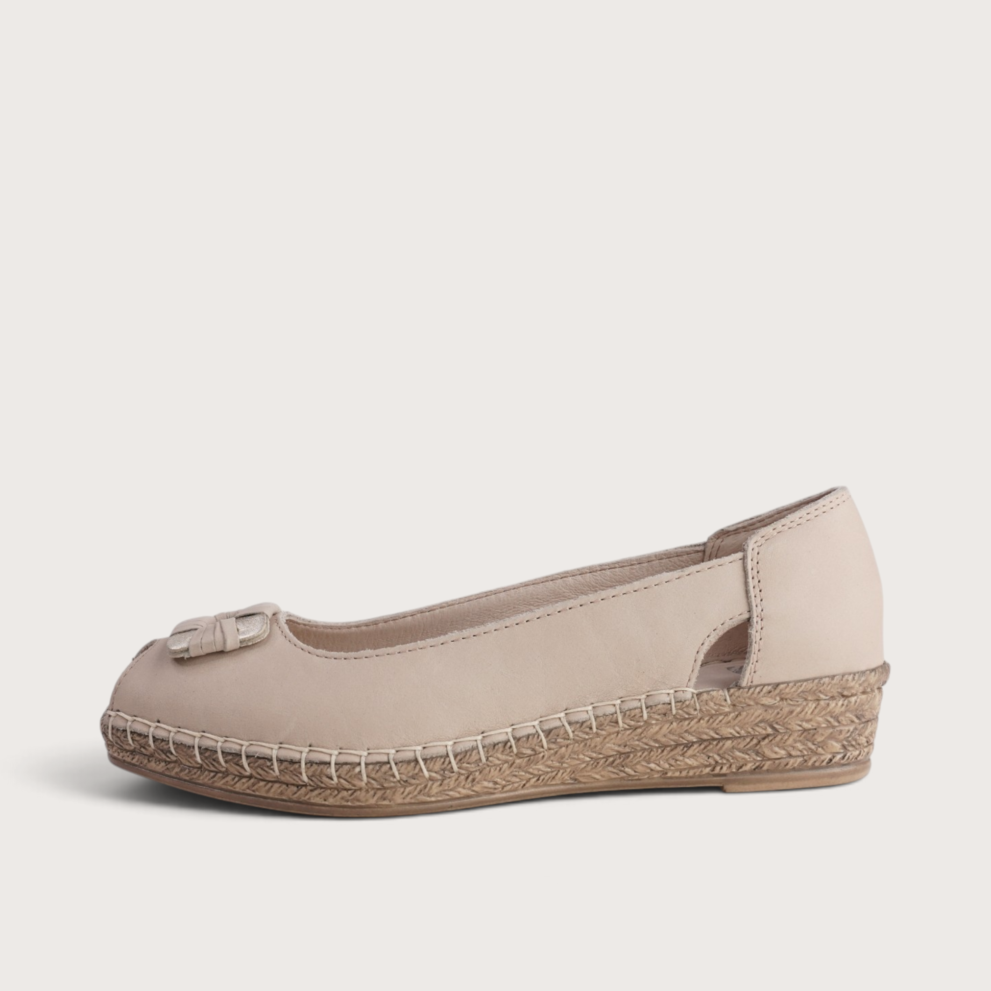 Erma Cappuccino Leather Espadrille Wedges