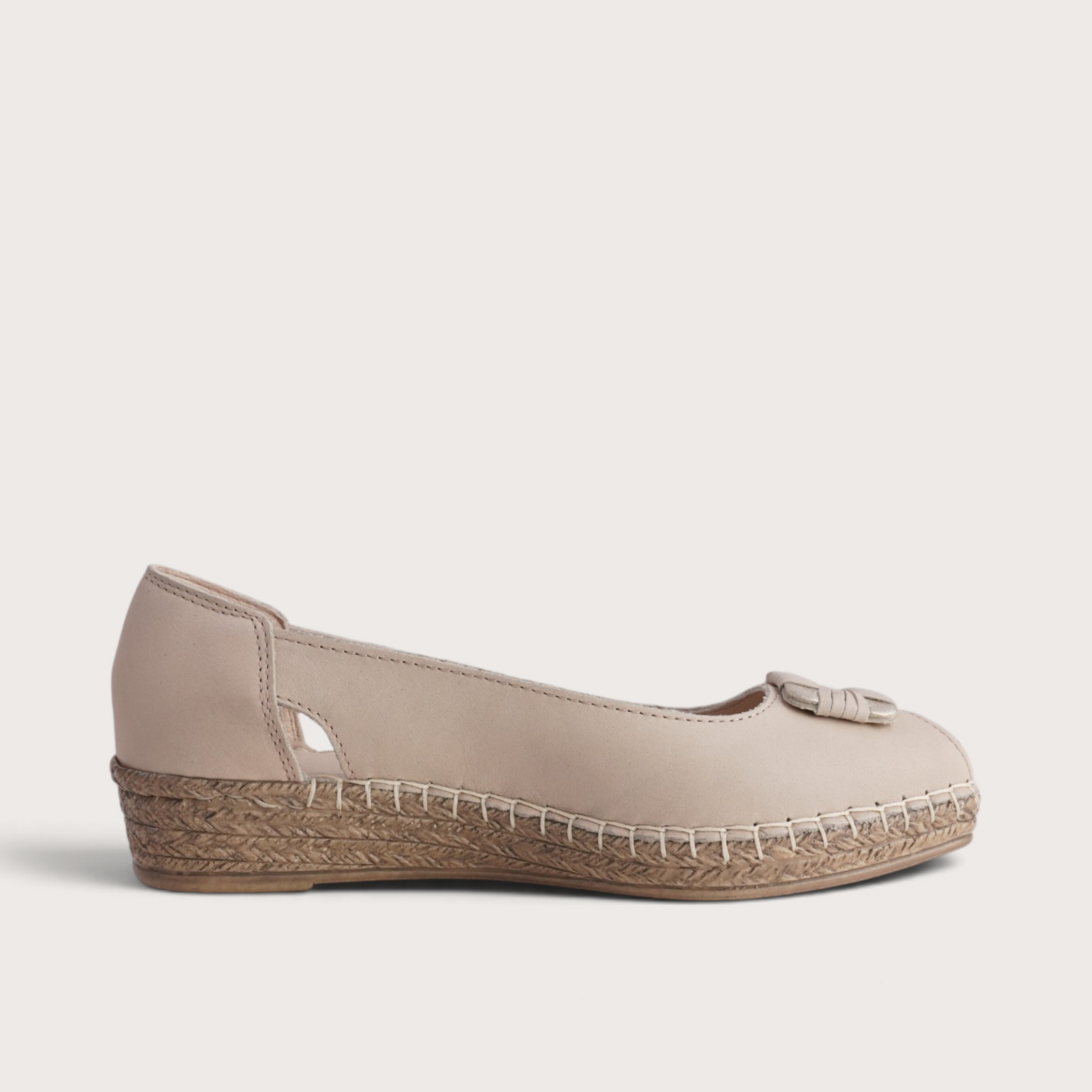 Erma Cappuccino Leather Espadrille Wedges