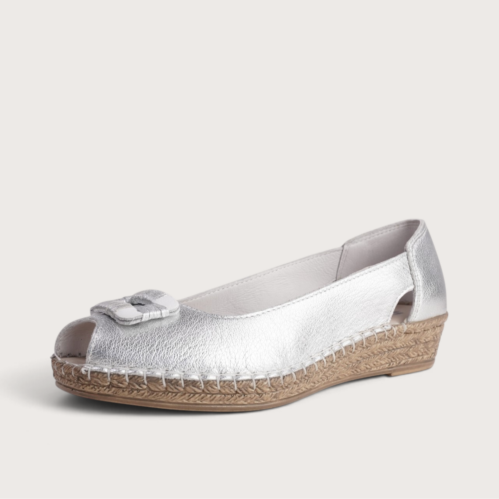 Erma Argento Leather Espadrille Wedges