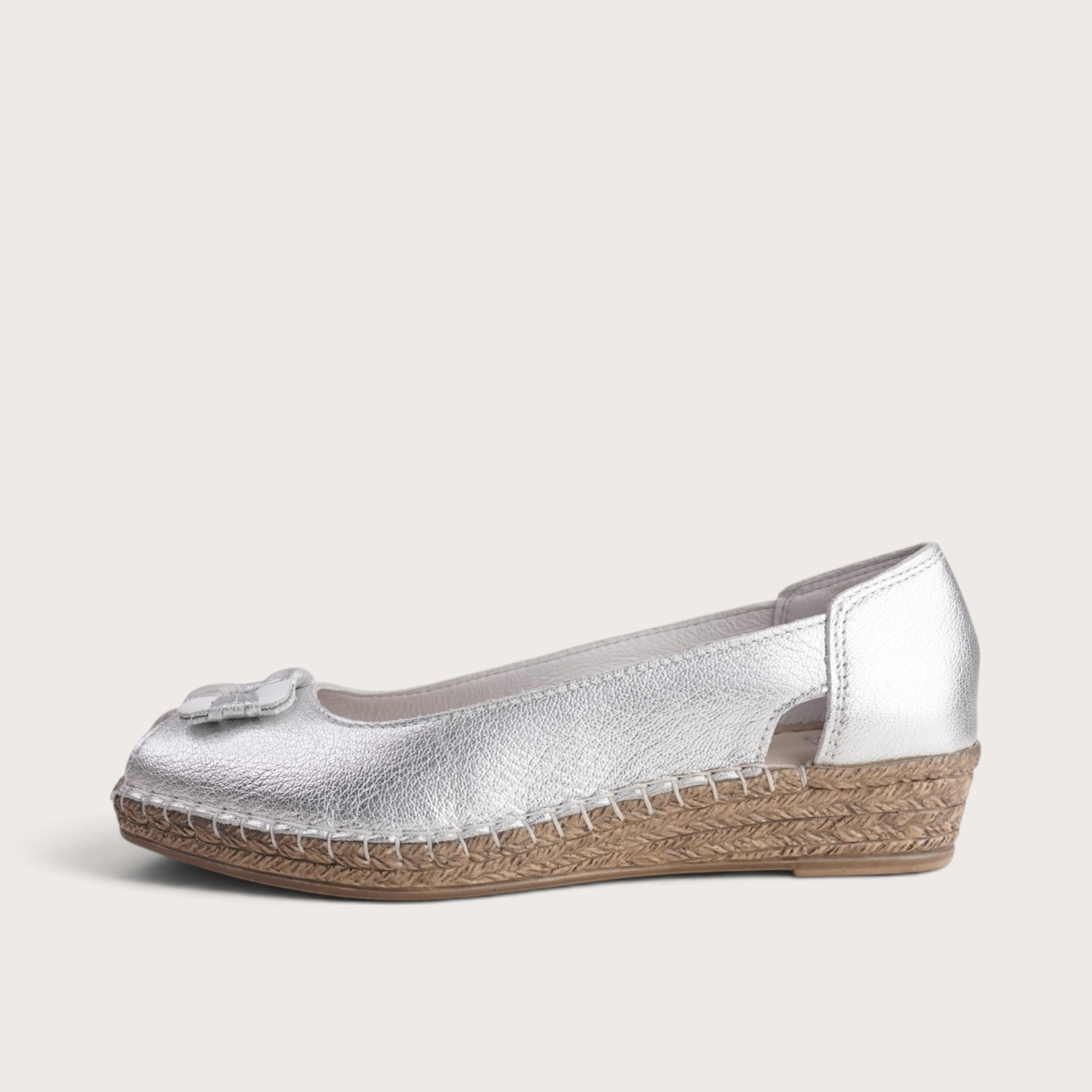 Erma Argento Leather Espadrille Wedges