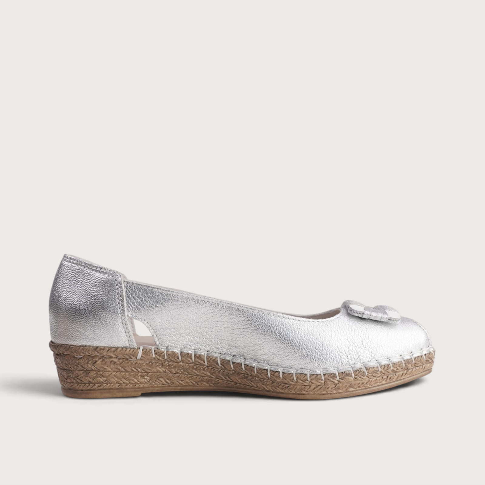 Erma Argento Leather Espadrille Wedges
