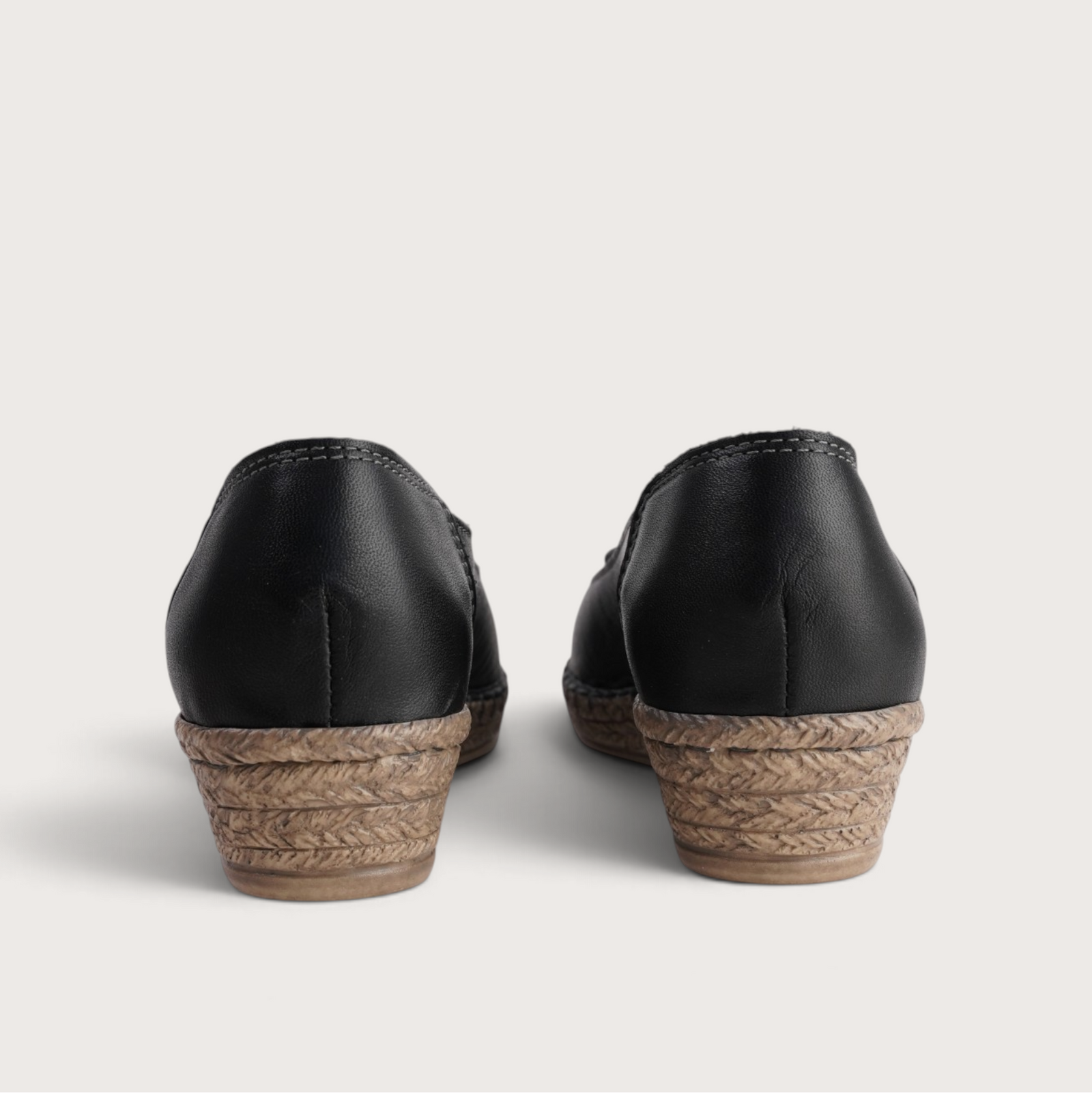Erma Nero Leather Espadrille Wedges