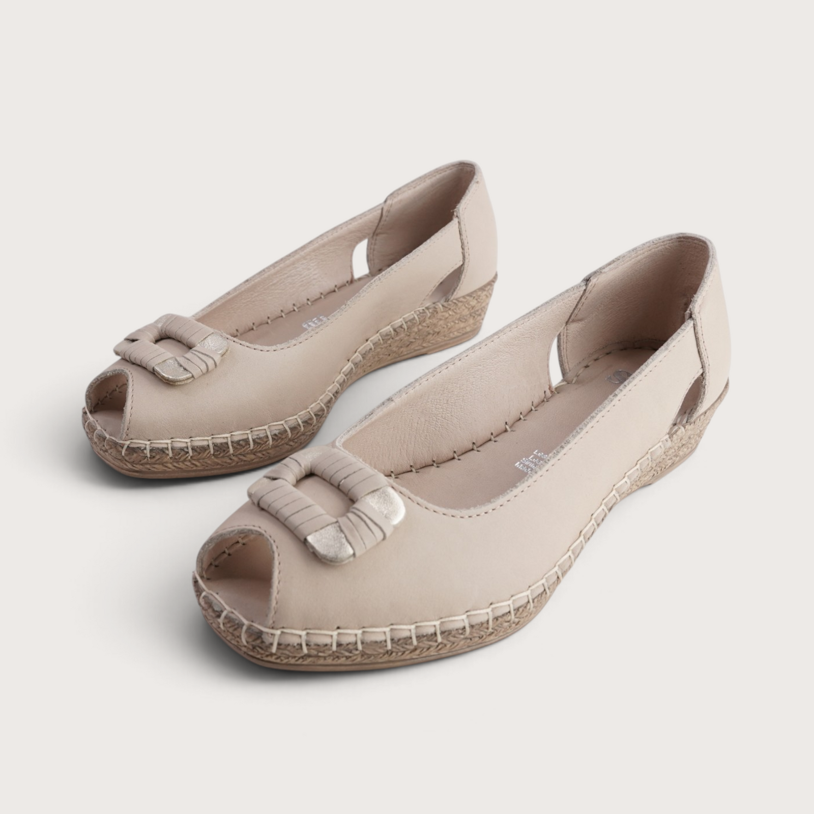 Erma Cappuccino Leather Espadrille Wedges