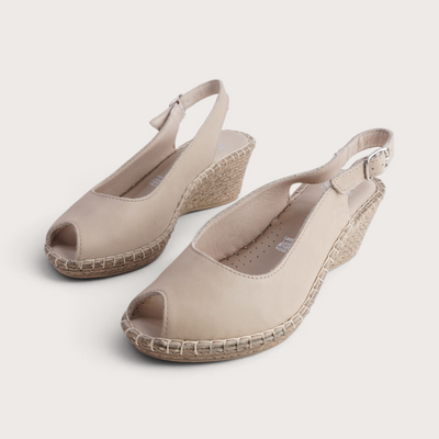 Verese Cappuccino Leather Espadrille Wedges